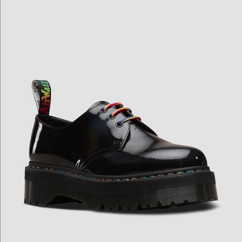 Dr Marten Quad Rainbow Patent Platforms